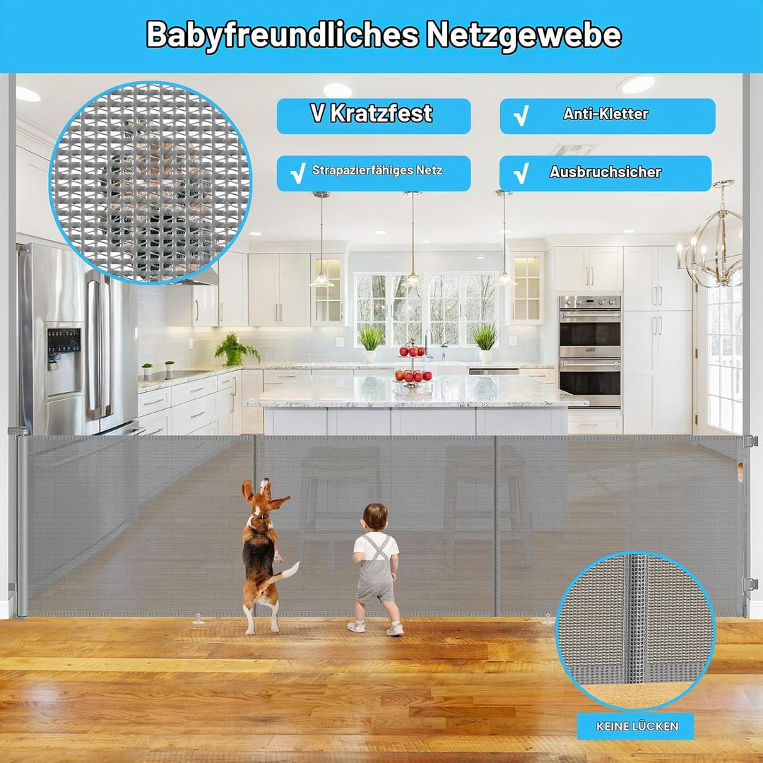 Wodondog Baby-treppenschutzgitter,0-300 cm, 83 cm Hoch,türschutzgitter ausziehbar, Einhändig Bedienb