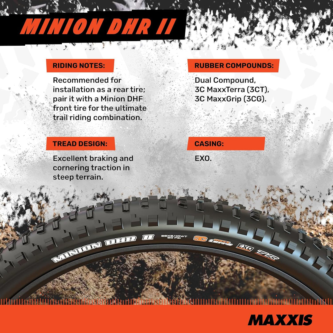 Maxxis Unisex – Erwachsene Minion DHR II Reifen, Schwarz, 27.5 X 2.30 27.5 X 2.30 Schwarz, 27.5 X 2.