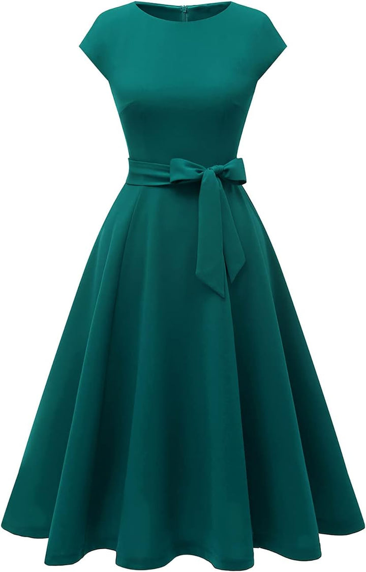 DRESSTELLS Cocktailkleid Damen Elegant Weihnachts 1950er Vintage A-Line Swing Knielang Festlich Wint