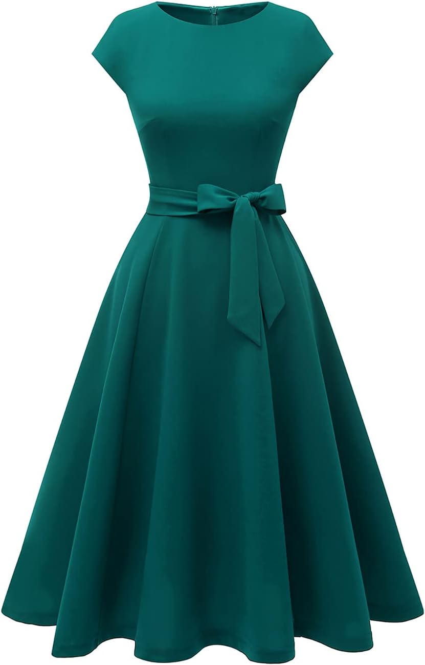 DRESSTELLS Cocktailkleid Damen Festliche Kleider 1950er Knielang Rockabilly Hochzeitkleid Swing Part