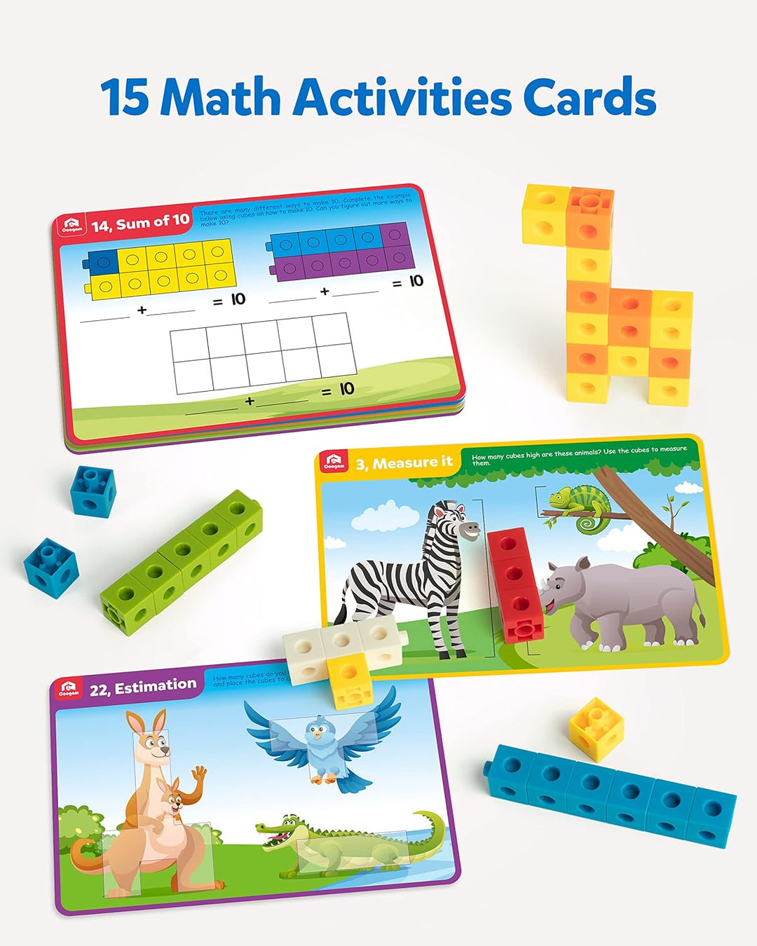 Coogam Mathe-Würfel, Manipulative Zahlenzählblöcke mit Activity Snap Linking Cube Math Construction