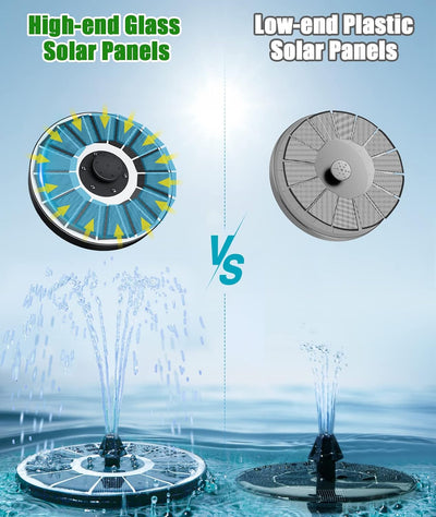 SZMP Solar Springbrunnen für aussen 100% Glas 2023 Upgraded,3.5W Solar Teichpumpe mit 8 Effekte Sola