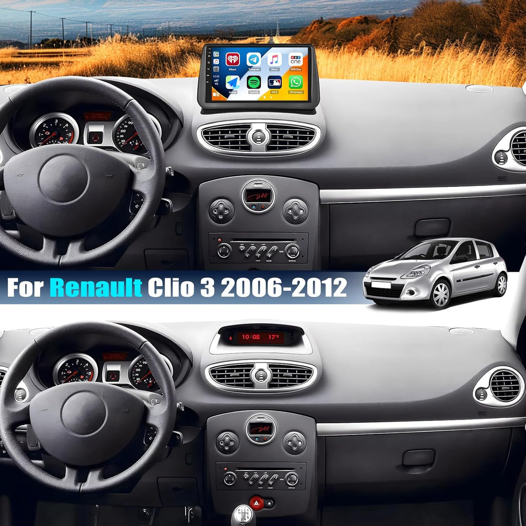 CAMECHO Android 15 Qualcomm Octa Core 4G+64G Autoradio für Renault Clio 3 2006-2012 mit Carplay Andr