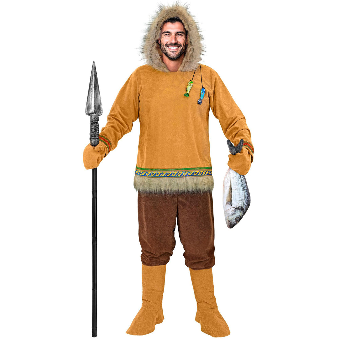 W WIDMANN MILANO Party Fashion - Inuit Kostüm für Herren, Oberteil mit Kapuze, Hose, Handschuhen & S