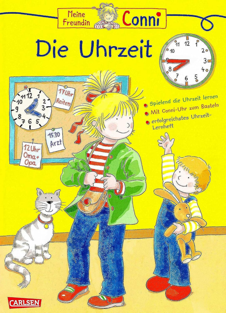 Atlanta Kinderwecker ohne Ticken + Lernbuch Conni Die Uhrzeit (Blau)