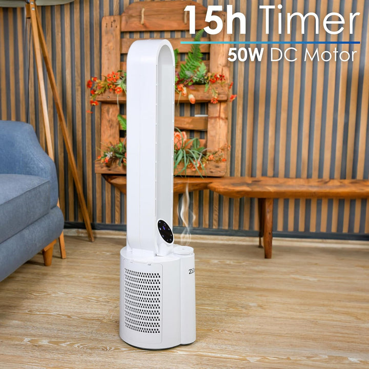Zilan Turmventilator Blattlos Leise Standventilator mit Fernbedienung – 12 Stufen, 3 Modi, BLDC Moto