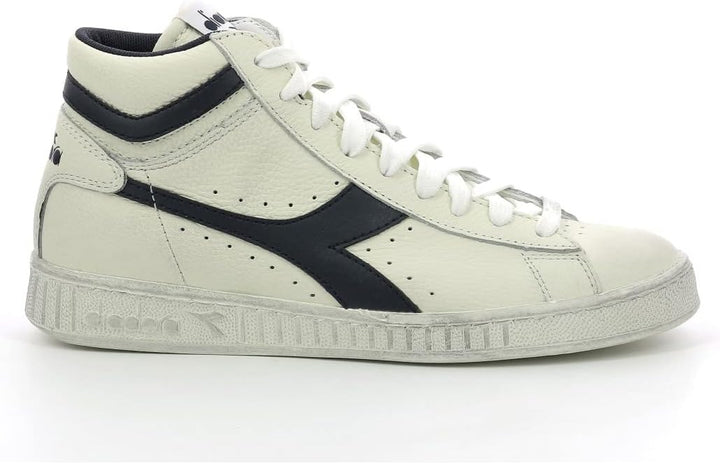 Diadora Unisex Game L High Waxed Hohe Sneaker 36 EU Schmal Weiss White Blue Caspian Sea, 36 EU Schma