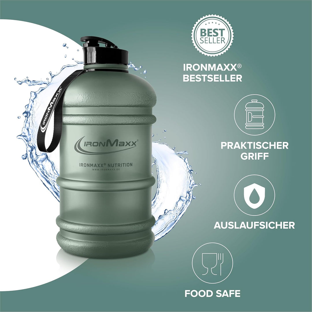 IronMaxx Water Gallon - Frosted Mineral Green 2200ml | BPA & DEHP frei | auslaufsichere Trinkflasche