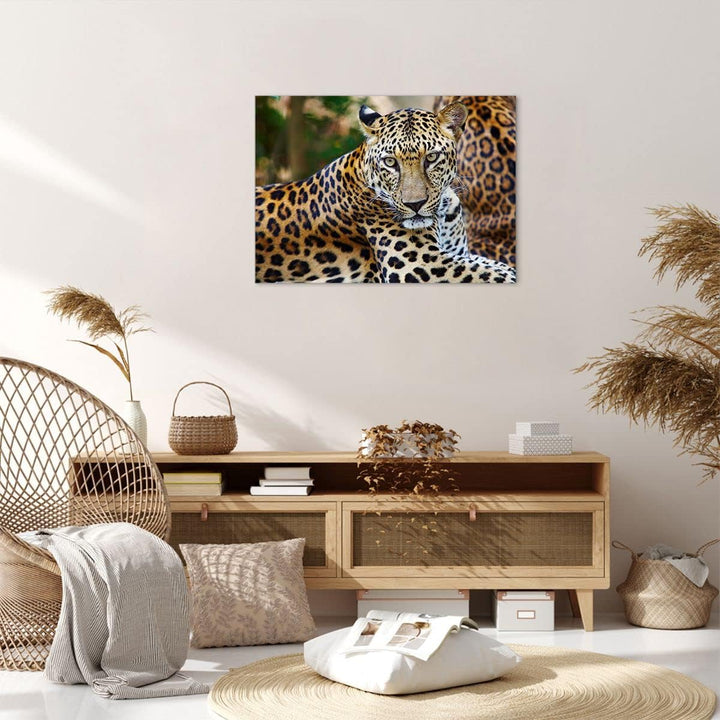 Bilder auf Leinwand Leopardpanther Katze Tier Savanne Leinwandbild 70x50cm Wandbilder Dekoration Woh