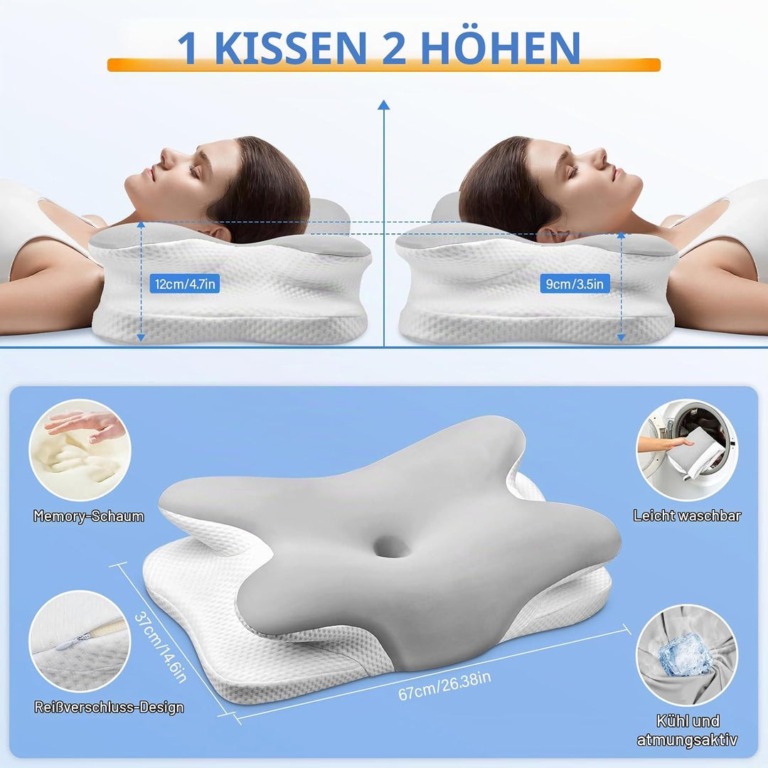 Ehomfory Nackenstützkissen Nackenkissen Kopfkissen Memory Foam Kissen, Ergonomisches Seitenschläferk