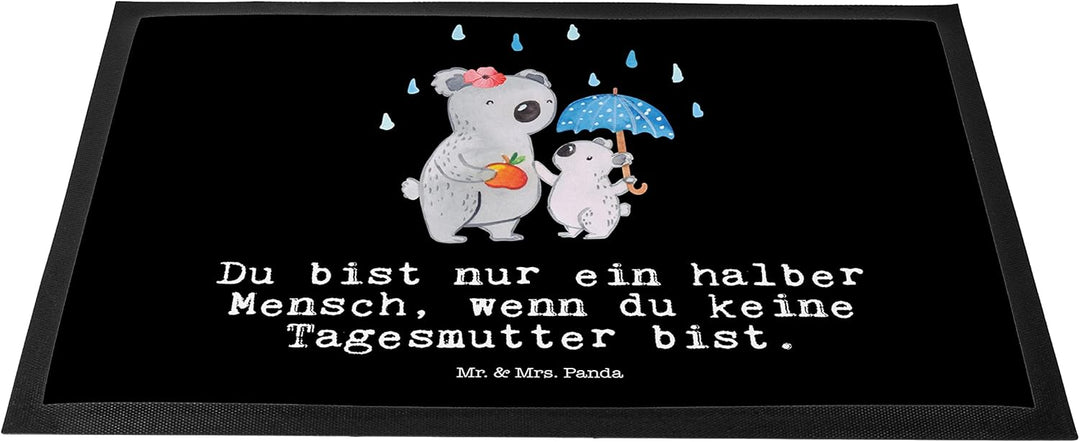 Mr. &amp; Mrs. Panda 40 x 60 cm Fussmatte Tagesmutter mit Herz - Geschenk, Abschied, Türmatte, Vorleger,