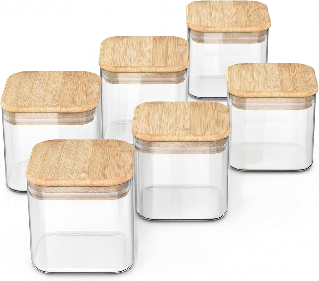 Arendo - Vorratsbehälter 800ml mit Deckel - 6er Set - Behälter aus Glas – hitzebeständig – Vorratsdo
