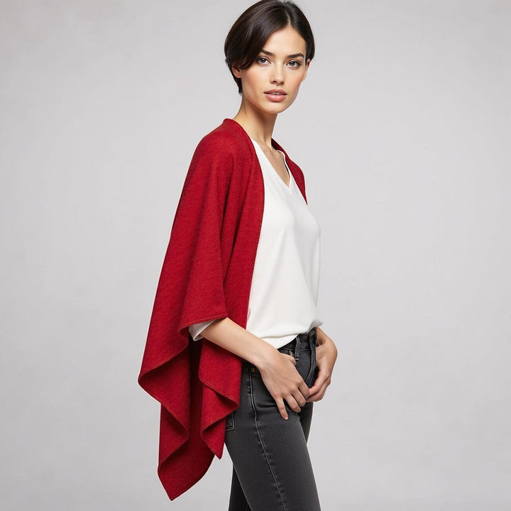 GIESSWEIN Merino Lambswool Cape - Eleganter Feinstrick Überwurf aus Lammwolle, Merinowolle Cape für