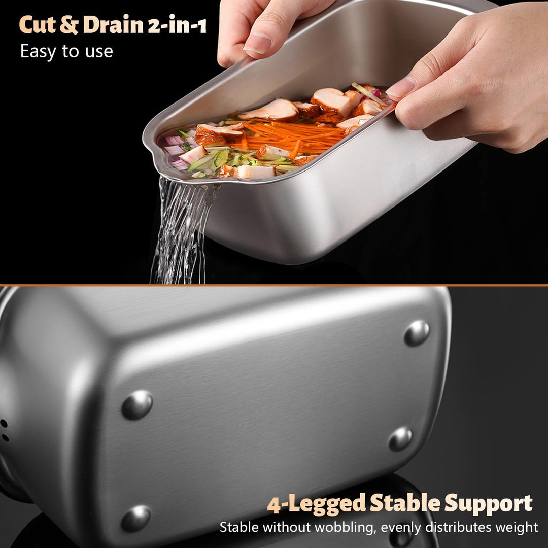 Dicer Smart 9-in-1, Edelstahl Gemüseschneider Und Mandoline Gemüsehobel Set (11 Teile), Julienne- un
