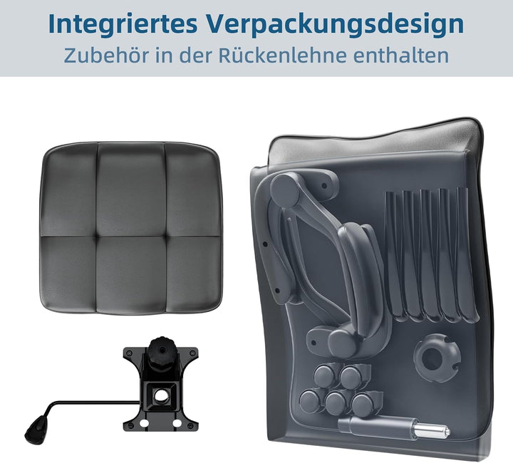 Asukale Bürostuhl Schreibtischstuhl Ergonomisch, Chefsessel mit Kratzfeste Technologieleder, klappba