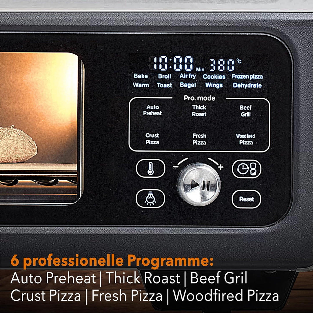 BAUMFELD PizzaAirfryer400 black - 12 in 1 Multifunktionsofen, Pizzaofen, 400 °C, tragbar, Grillen, P