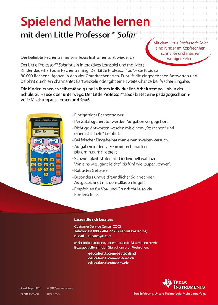 Texas Instruments Little Professor Rechentrainer (für Vor- und Grundschule, Solarbetrieben, mit 80.0