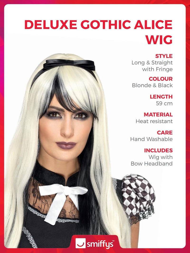 Deluxe Gothic Alice Wig OS Blonde & Black, OS Blonde & Black