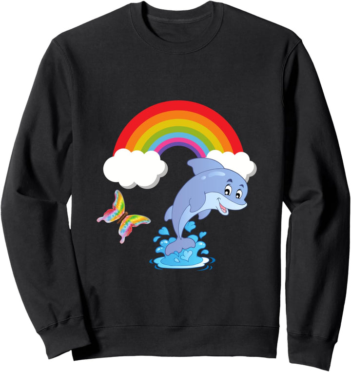 Delfine Regenbogen und Schmetterlinge Sweatshirt