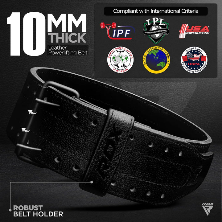 RDX Gewichthebergürtel Leder IPF Konform 13mm & 10mm – USAPL, USPA & IPL Wettbewerb Powerlifting Gür