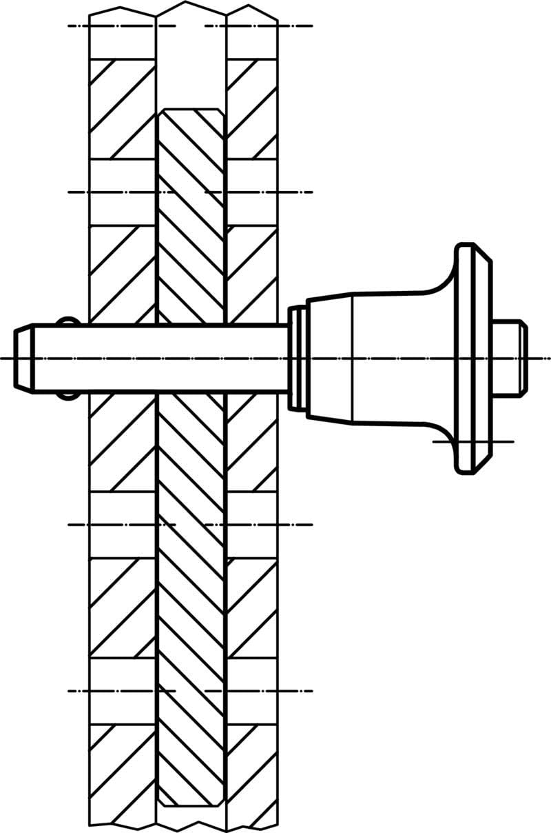 HALDER 22340.0260 Kugelsperrbolzen, d1=12 mm / l1=90 mm / Rostfreier Stahl 1.4305, Schwarz Rostfreie