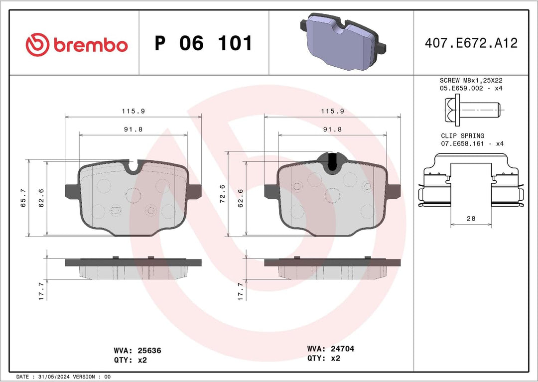 BREMBO P 06 101 Bremsbeläge