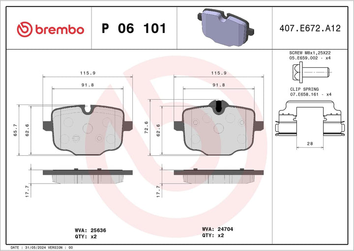BREMBO P 06 101 Bremsbeläge