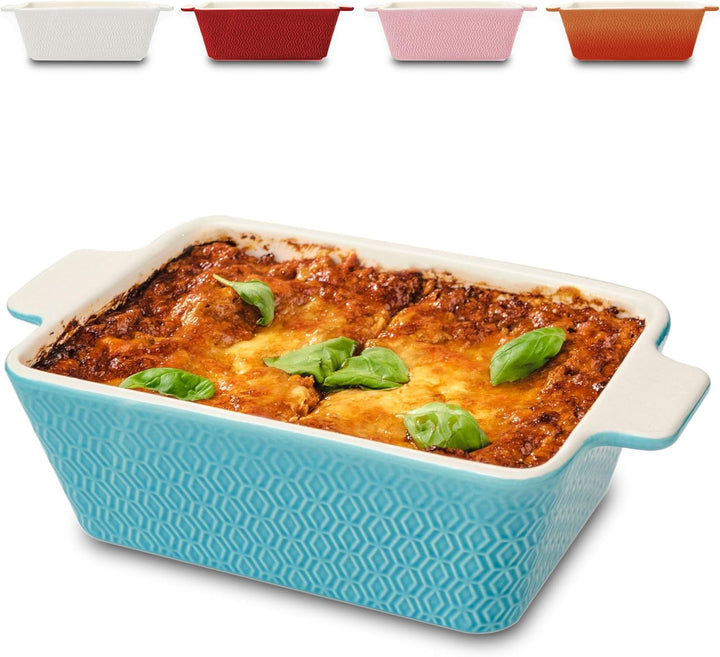 Auflaufform aus Keramik für 2 Personen - Für Lasagne, Tiramisu & Auflauf - Extra Hoher Rand - Eckig