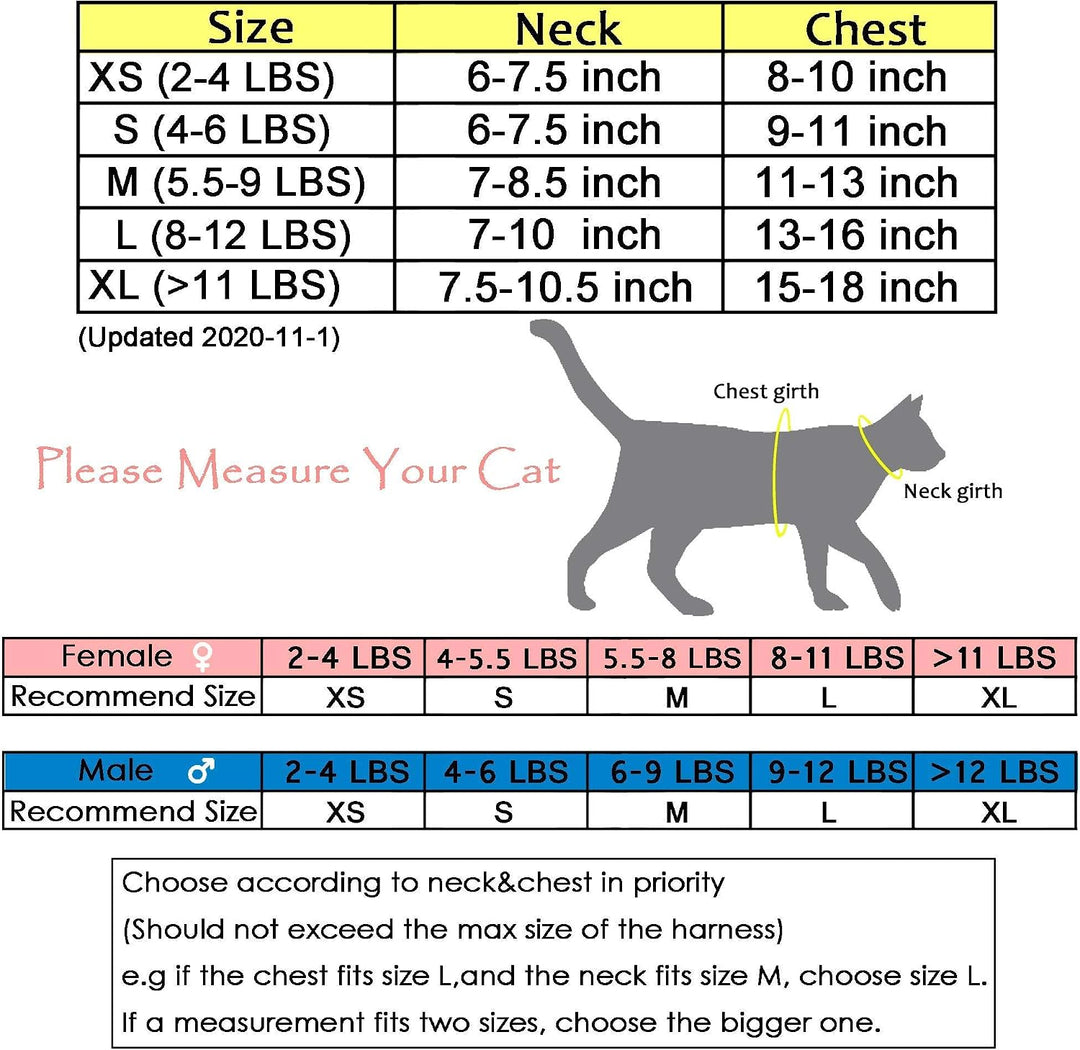 Yizhi Miaow Katzengeschirr und Leine zum Spazierengehen, ausbruchsicher, verstellbares Katzengeschir