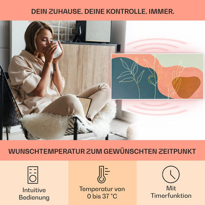 Klarstein Infrarotheizung mit Bild, 700W Infrarotheizung mit Thermostat & IoT/WiFi Infrarotheizung W