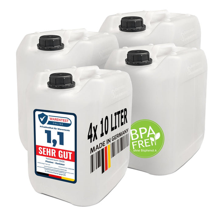 plasteo® 10L Getränke- Wasserkanister Natur | Lebensmittelecht | Hergestellt in DE | UN-Zulassung |