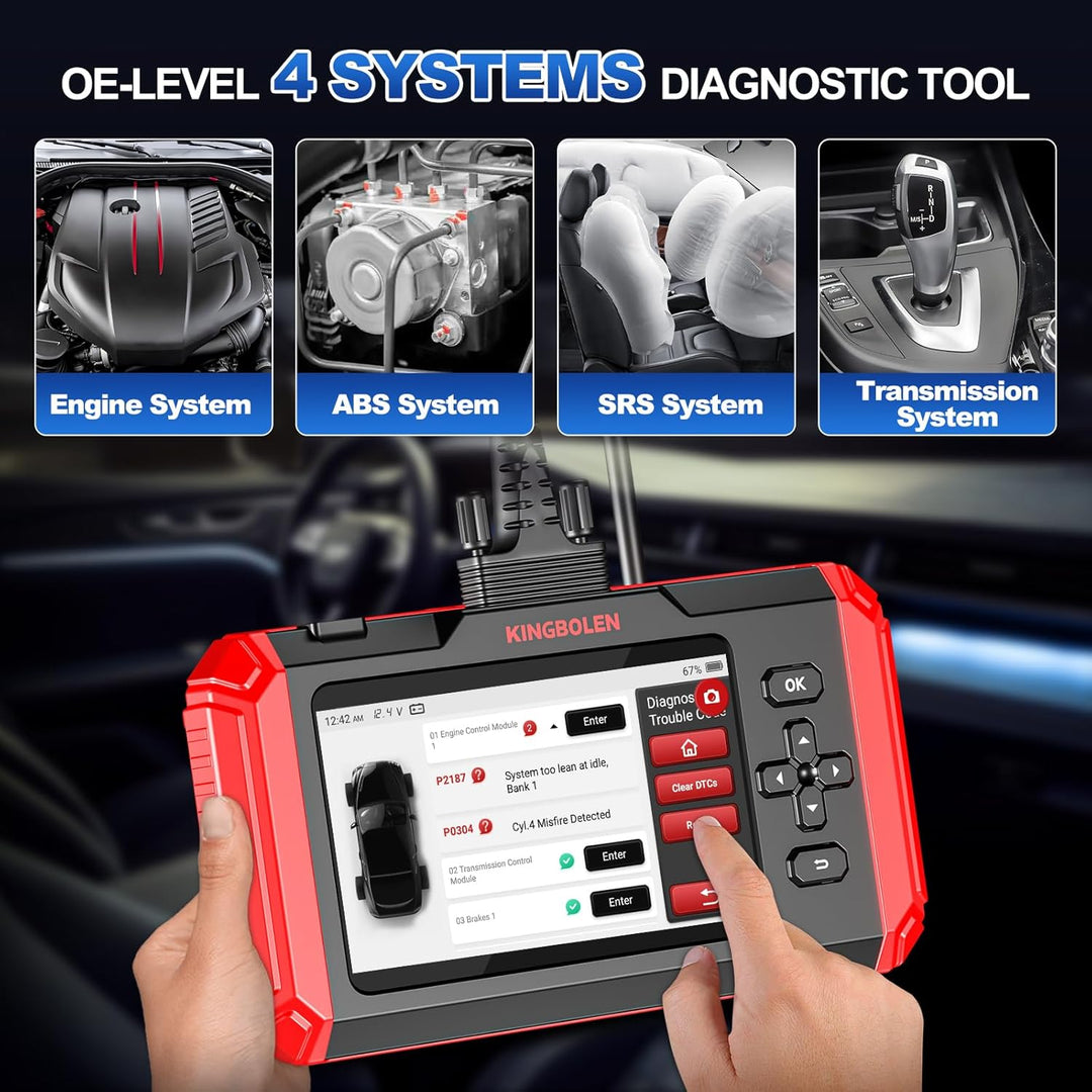 KINGBOLEN S800 OBD2 Diagnosegerät, KFZ-Codeleser Für 4 Systeme Motor/Getriebe/ABS/SRS Und 15 Zurücks