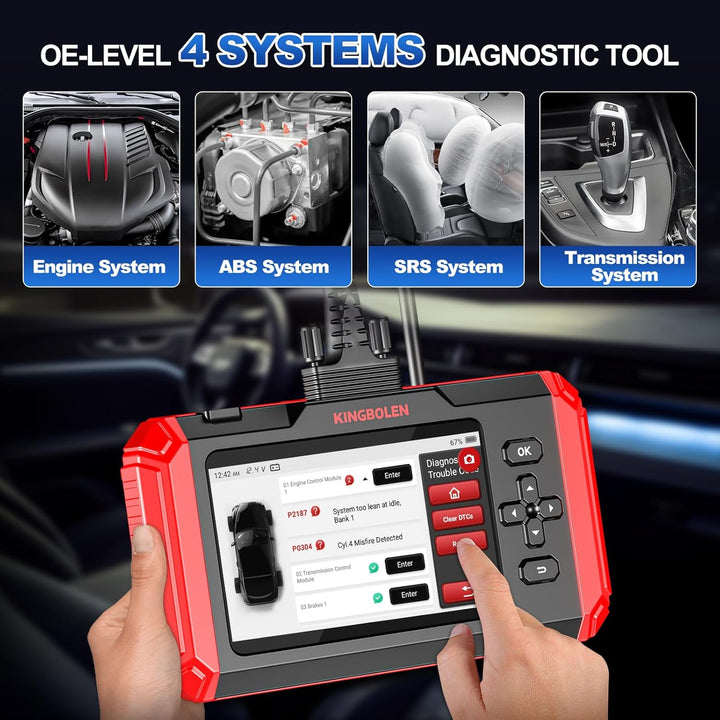 KINGBOLEN S800 OBD2 Diagnosegerät, KFZ-Codeleser Für 4 Systeme Motor/Getriebe/ABS/SRS Und 15 Zurücks