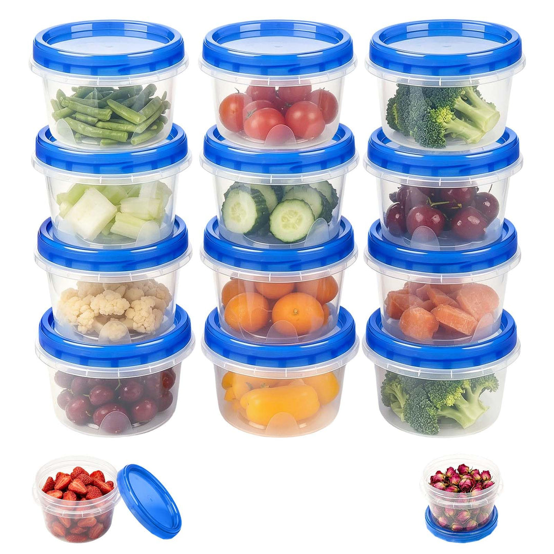 12 Stück Kleine Dosen mit Deckel Plastik,500ml Runde Kunststoff Portion Box Sets,Auslaufsichere Vorr