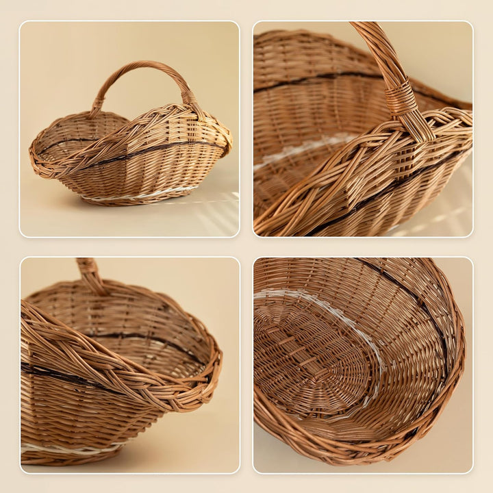 Creative Home Gross Holztrage Rattan Kaminholzkorb Kaminkorb Tragekorb | 67 x 41 x 43 cm | Aufbewahr