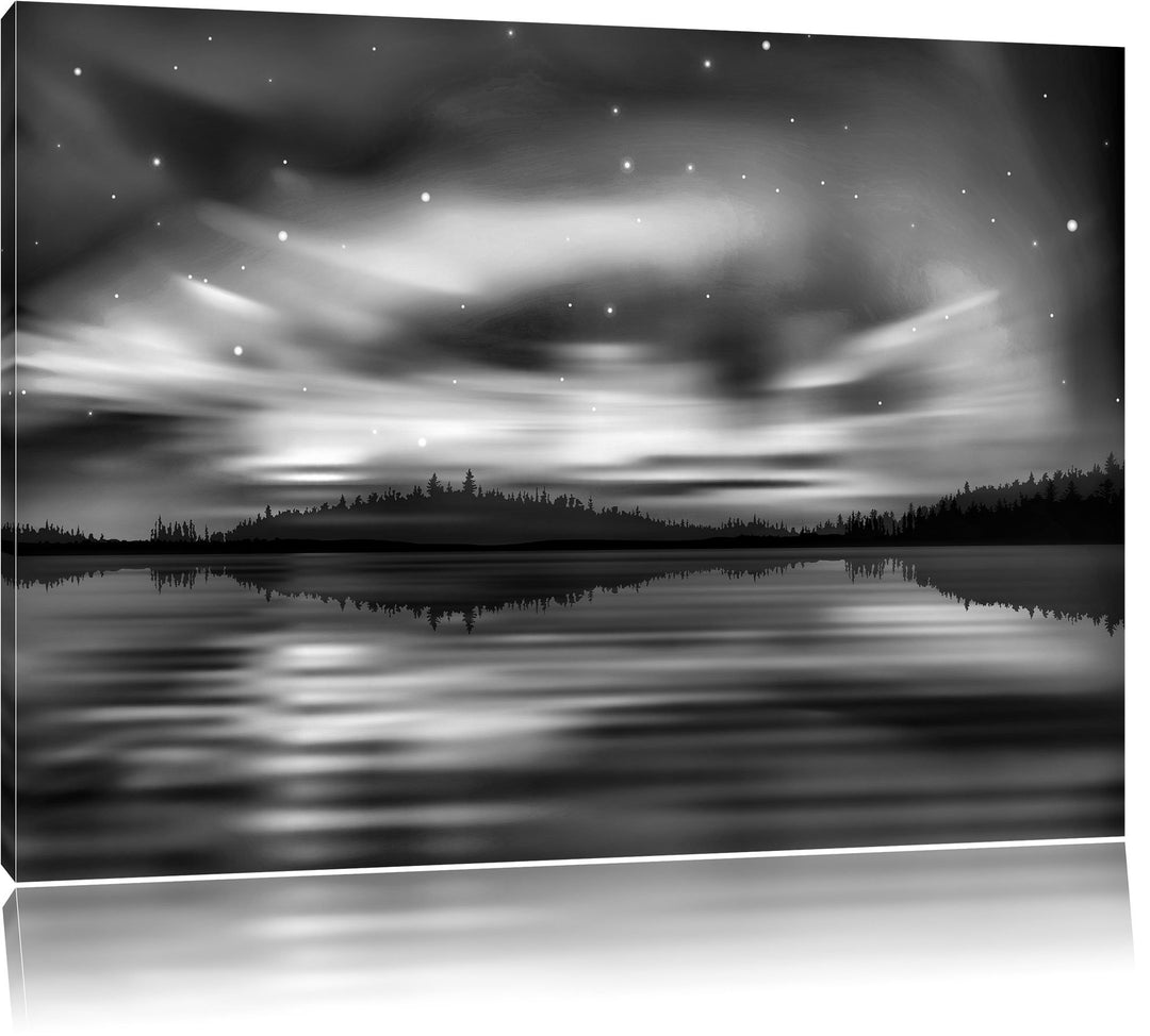 Pixxprint Finnische Polarlichter als Leinwandbild/Grösse: 100x70 / Wandbild/Kunstdruck/fertig bespan