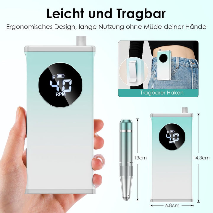 HOMEASY Nagelfräser Elektrisch Profi Maniküre Pediküre Set 16 IN 1 Nagelfeile 40000 U/Min Tragbar Fr