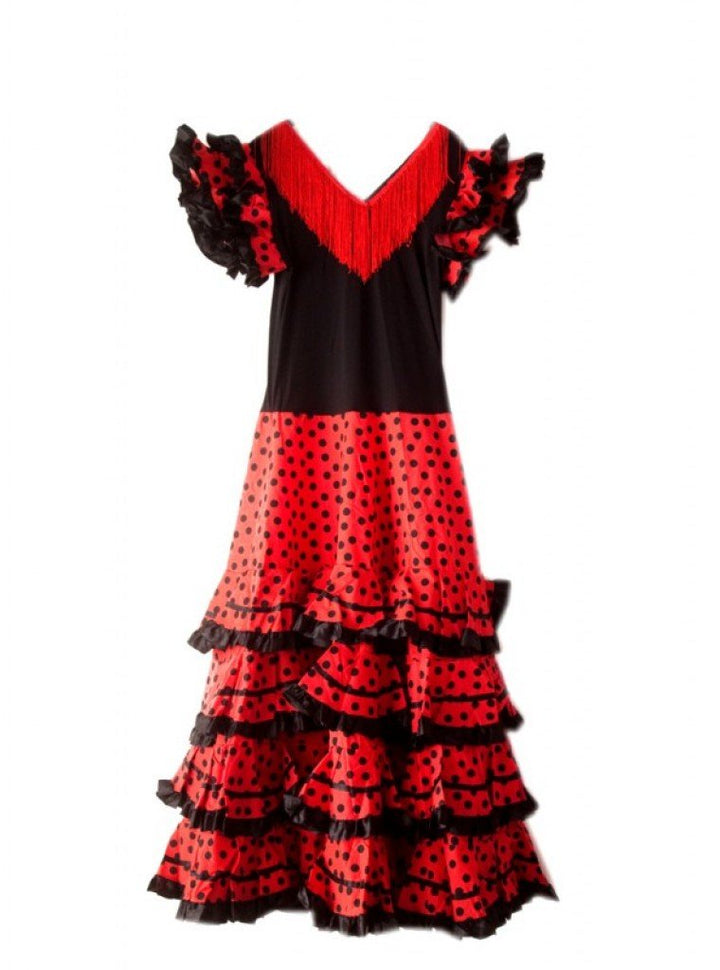 La Senorita Spanische Flamenco Kleid/Kostüm - für Frauen/Damen - Schwarz/Rot - Grösse 38-40 - Länge