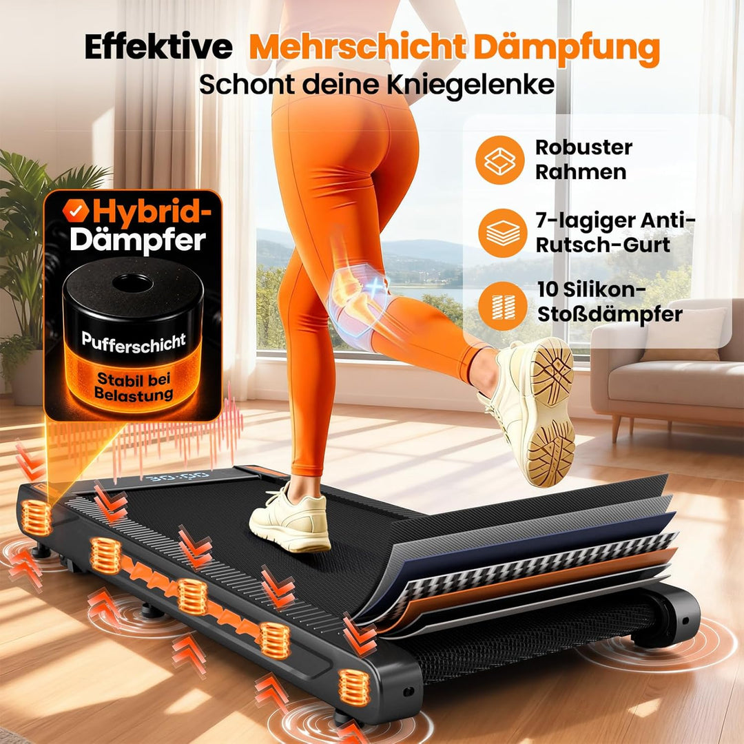 Walking Pad mit Bluetooth Lautsprecher, 4 in 1 10km/h Laufband für Zuhause mit 10% Steigung, 2,75 HP