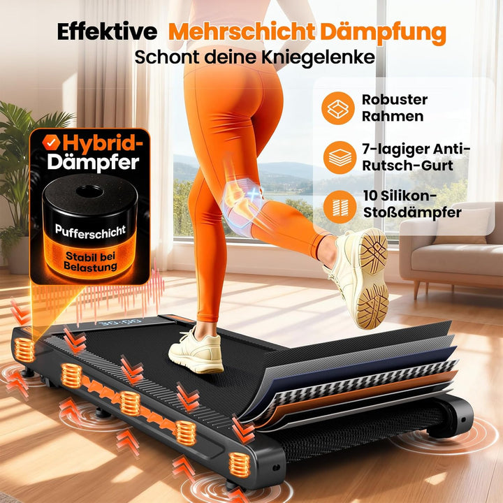 Walking Pad mit Bluetooth Lautsprecher, 4 in 1 10km/h Laufband für Zuhause mit 10% Steigung, 2,75 HP