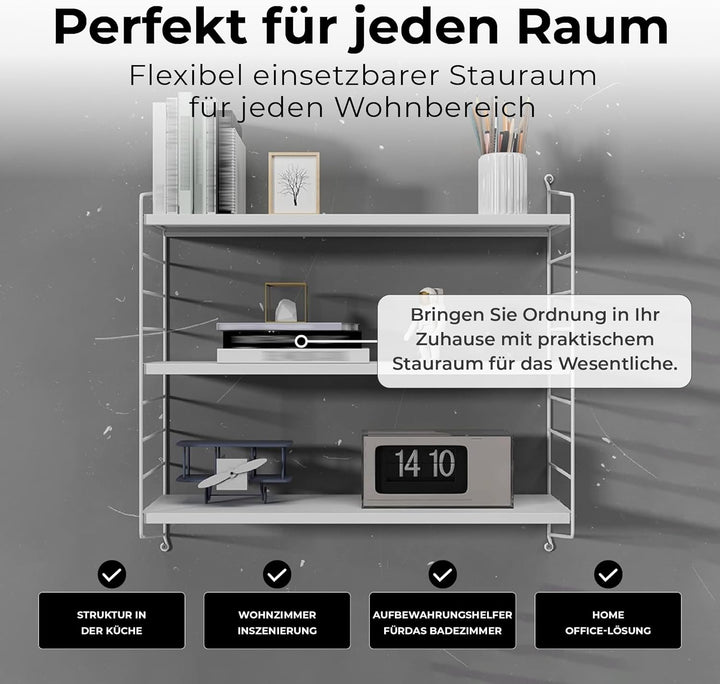 [en.casa] Modulares Wandregal Strängnäs 2er Set Metallregal Weiss Hängeregal mit 3 Regalböden Badreg