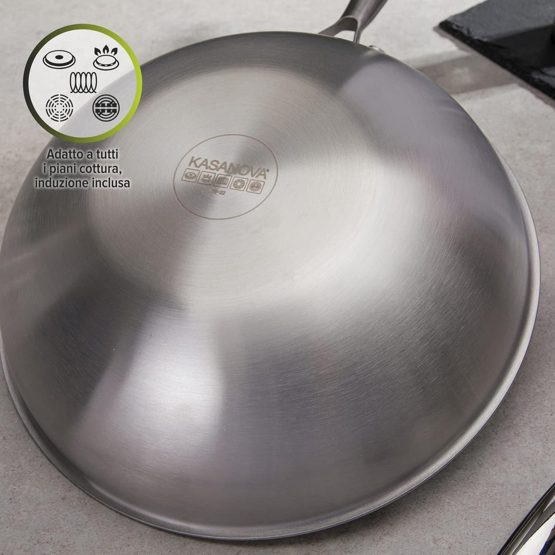 Kasanova Dreilagiger Wok 28 cm mit 3-lagigem Deckel, Neutrum
