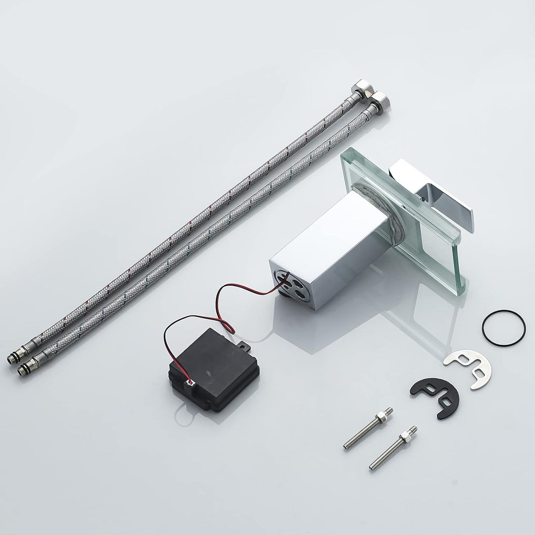 KEOKBON Wasserhahn Bad, LED Lichter Wasserhahn, Einhandmischer Wasserfall Wasserhahn, Kaltes und Hei