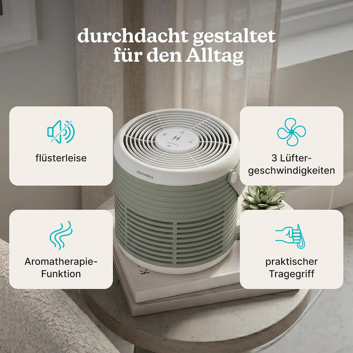 Homedics WhisperPure Comfort Luftreiniger mit True HEPA für Zuhause und Büro - Leises, Tragbares D