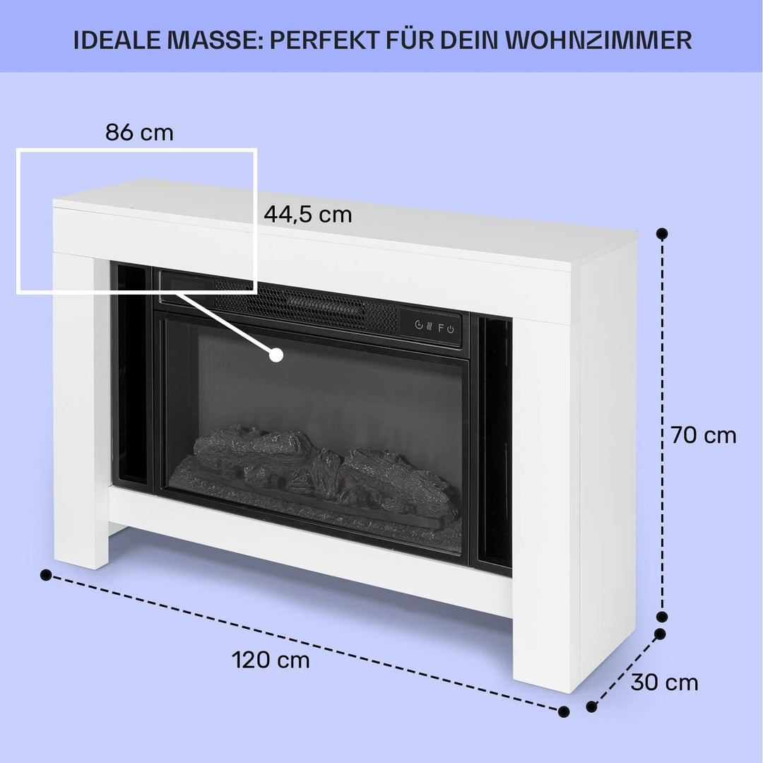 Klarstein Elektrokamin mit Heizung und Kaminfeuer, 1900W Sparsamer Elektrischer Kamin mit LED Flamme