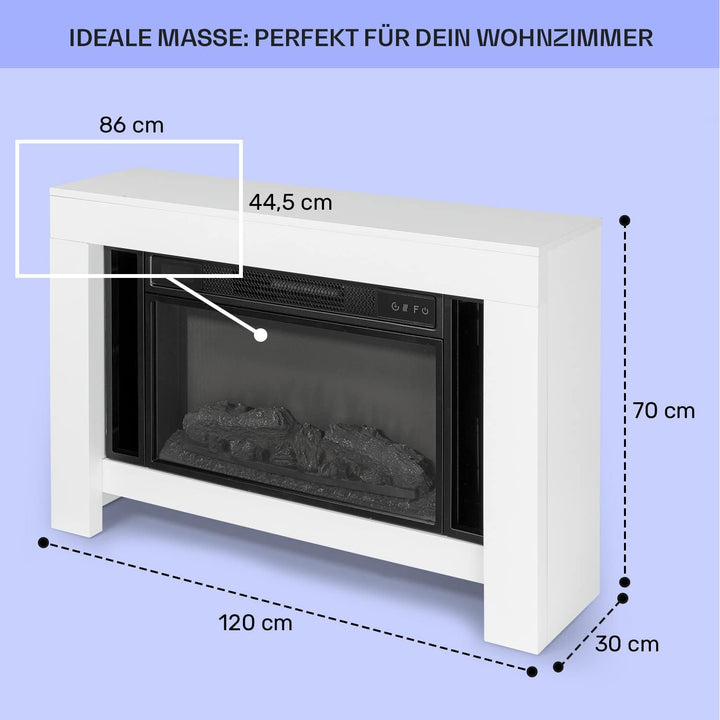 Klarstein Elektrokamin mit Heizung und Kaminfeuer, 1900W Sparsamer Elektrischer Kamin mit LED Flamme