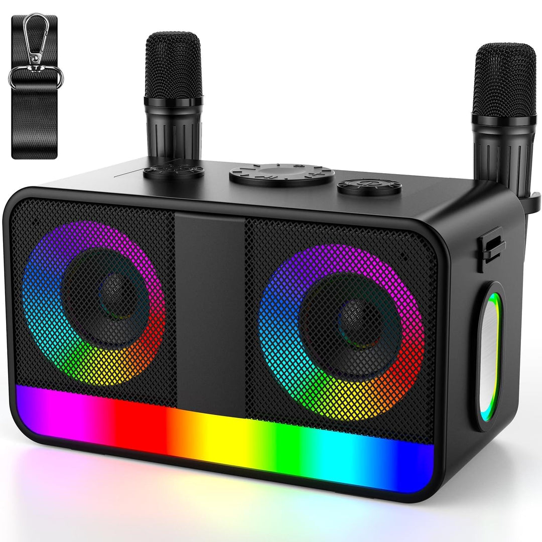 Karaoke-Maschine : Echter Tragbarer Lautsprecher mit 35W, 8-Stunden-Autonomie, 2 Aufladbare Drahtlos
