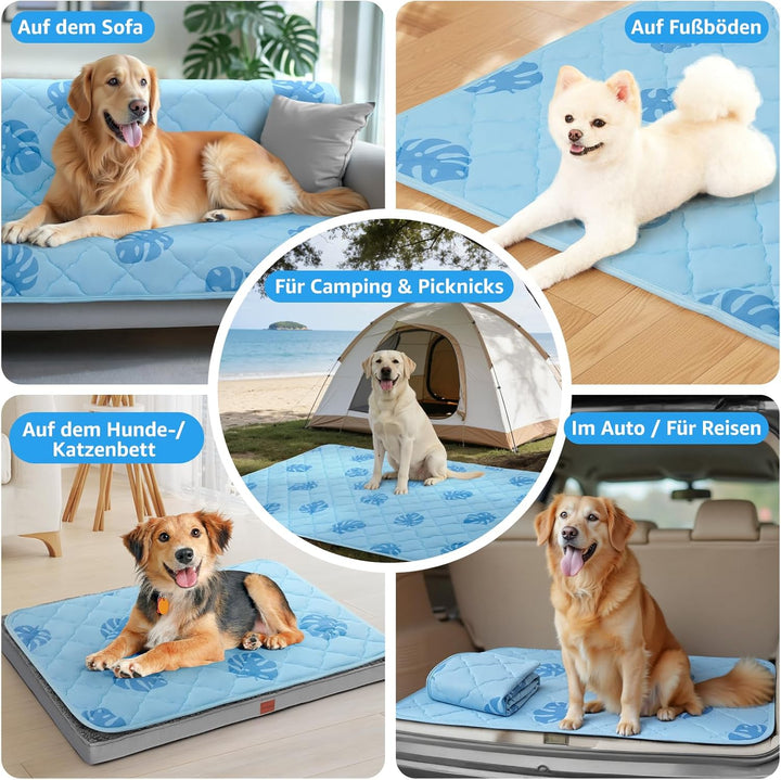 PICK FOR LIFE Kühlmatte Hund 70x55cm Waschbar, Selbstkühlende Eisseide Hundematte für Sommer, Kühlde
