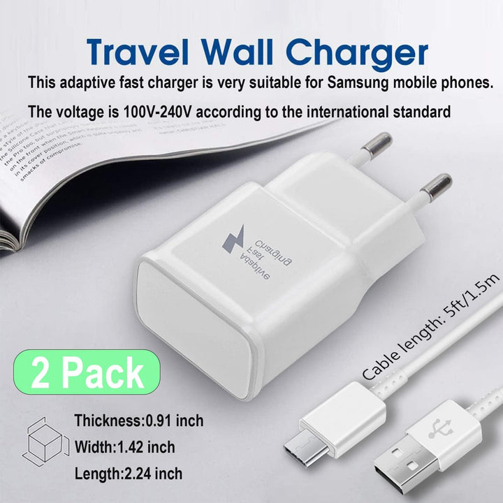 Powersky (2er Pack) USB Ladegerät Stecker mit USB C Ladekabel 1,5m Für Samsung Galaxy S21, S20, S10,