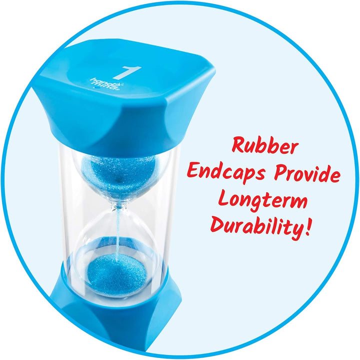 Learning Resources Jumbo-Sanduhr, 1-Minute-Sanduhr mit gummierten weichen Endkappen, für ruhige Paus